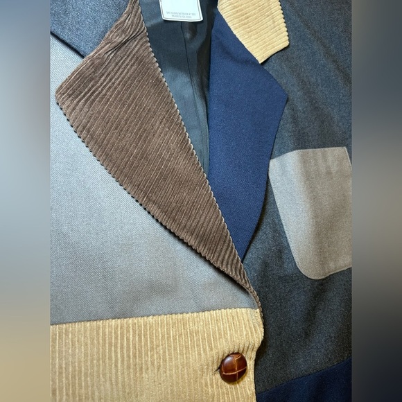Harvé Benard 100% Wool Patchwork Tailored Blazer Jacket Corduroy Trim Size 16 - Picture 9 of 11
